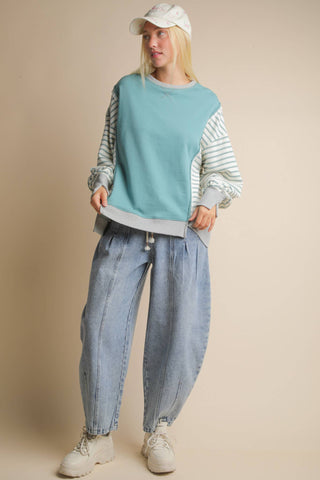 Sabrina Oversized Top-Long Sleeves-VERY J-Summit Lane Boutique, Women's Apparel and Gifts located in Grand Rapids, MI