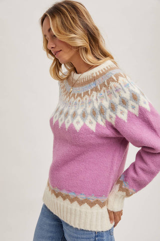 FAIR ISLE KNIT SWEATER PULLOVER-Sweaters-Bluivy-Summit Lane Boutique, Women's Apparel and Gifts located in Grand Rapids, MI