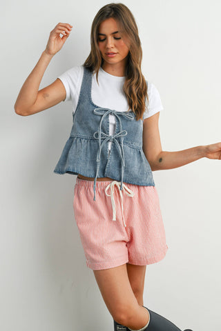 Ruffled Hem Tie-Front Tank Top-Sleeveless-BUTTERMELON-Summit Lane Boutique, Women's Apparel and Gifts located in Grand Rapids, MI