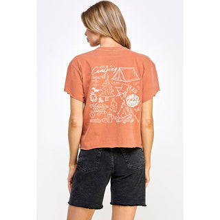 HAPPY CAMPER GRAPHIC VINTAGE GRAPHIC CROP TOP-Graphic Tees-Illustrated Society-Summit Lane Boutique, Women's Apparel and Gifts located in Grand Rapids, MI