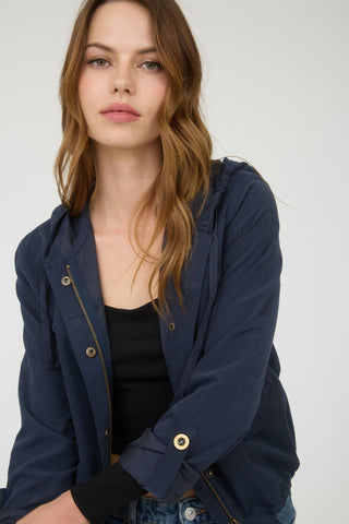 SNAP BUTTON ZIP UP HOODED JACKET-Jackets-Blu Pepper-Summit Lane Boutique, Women's Apparel and Gifts located in Grand Rapids, MI