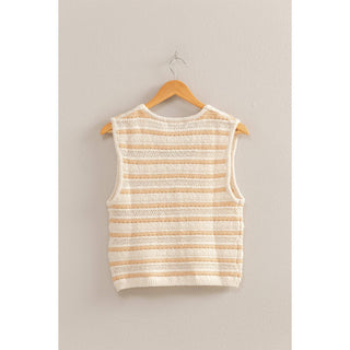 Jade Striped Buttoned Sleeveless Vest-Vest-HYFVE-Summit Lane Boutique, Women's Apparel and Gifts located in Grand Rapids, MI