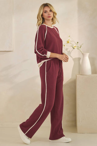 Contrast Stripe Pants-Lounge Pants-Tres Bien, Inc-Summit Lane Boutique, Women's Apparel and Gifts located in Grand Rapids, MI