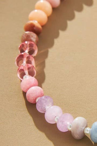 NATURAL AGATE GLASS SEMI PRECIOUS BEAD NECKLACE-Necklaces-JOSSLYN by Wall to Wall-Summit Lane Boutique, Women's Apparel and Gifts located in Grand Rapids, MI