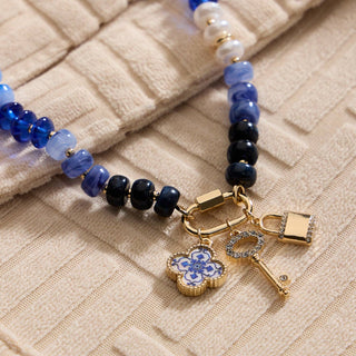 Layered Glass Bead Necklace with Trio of Charms-Necklaces-Frem-Summit Lane Boutique, Women's Apparel and Gifts located in Grand Rapids, MI