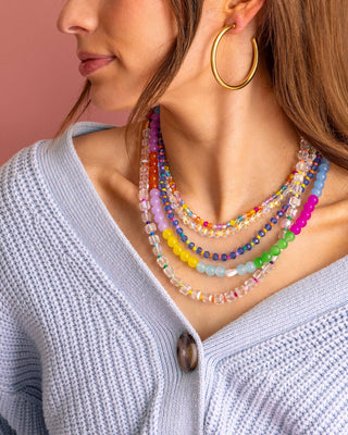 Beaded Necklace - Clear + Multi-Colored - Jenn-Necklaces-Taylor Elliott Designs-Summit Lane Boutique, Women's Apparel and Gifts located in Grand Rapids, MI