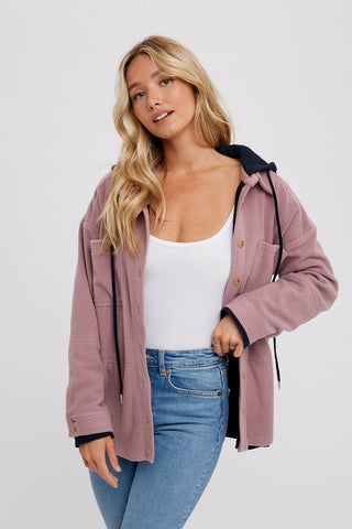 Lindsey Fleece Hoodie Shacket-Jackets-Bluivy-Summit Lane Boutique, Women's Apparel and Gifts located in Grand Rapids, MI