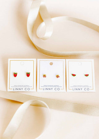 Pink Cherry - Napback Stud Earrings-Earrings-LINNY CO-Summit Lane Boutique, Women's Apparel and Gifts located in Grand Rapids, MI