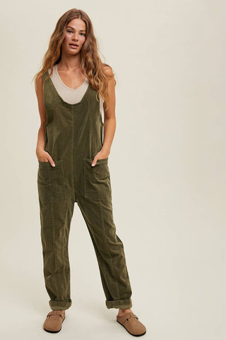 OPEN BACK CORDUROY JUMPSUIT-Jumpsuits-Wishlist Apparel-Summit Lane Boutique, Women's Apparel and Gifts located in Grand Rapids, MI