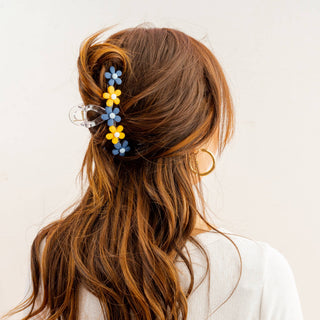 Daisy Claw Clip - Navy Yellow-Hair Accessories-The Darling Effect-Summit Lane Boutique, Women's Apparel and Gifts located in Grand Rapids, MI
