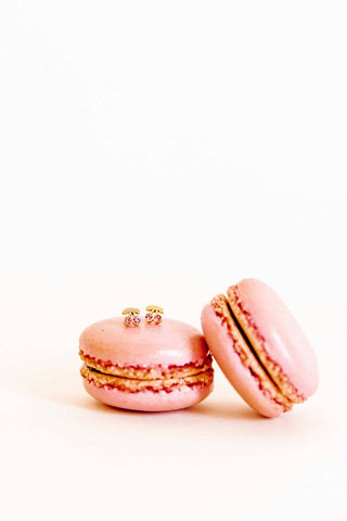 Pink Cherry - Napback Stud Earrings-Earrings-LINNY CO-Summit Lane Boutique, Women's Apparel and Gifts located in Grand Rapids, MI