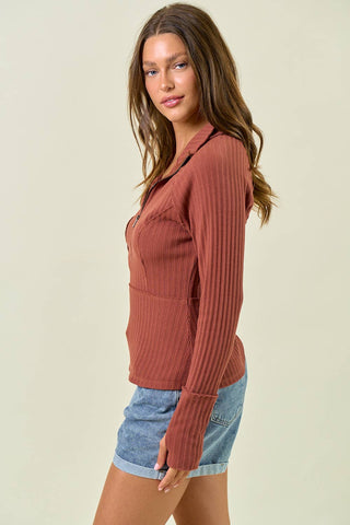 Magnolia Half Zip-Long Sleeves-Doe and Rae-Summit Lane Boutique, Women's Apparel and Gifts located in Grand Rapids, MI