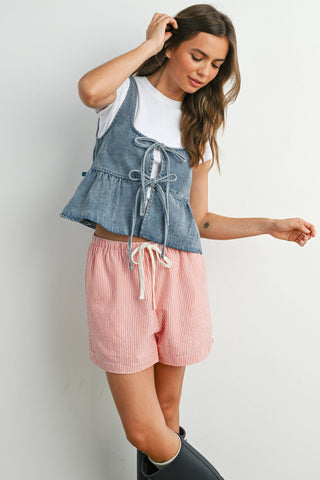 Ruffled Hem Tie-Front Tank Top-Sleeveless-BUTTERMELON-Summit Lane Boutique, Women's Apparel and Gifts located in Grand Rapids, MI