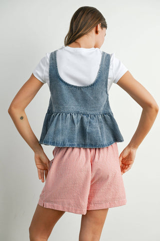 Ruffled Hem Tie-Front Tank Top-Sleeveless-BUTTERMELON-Summit Lane Boutique, Women's Apparel and Gifts located in Grand Rapids, MI