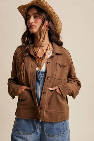 Washed Knit Utility Shacket-Jackets-Listicle-Summit Lane Boutique, Women's Apparel and Gifts located in Grand Rapids, MI