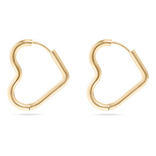 18K Gold PVD Stainless Steel Heart Hoop Earrings-Earrings-WJW-Summit Lane Boutique, Women's Apparel and Gifts located in Grand Rapids, MI