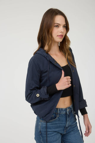 SNAP BUTTON ZIP UP HOODED JACKET-Jackets-Blu Pepper-Summit Lane Boutique, Women's Apparel and Gifts located in Grand Rapids, MI