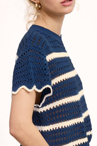 Lindsay Scalloped Edge Short Sleeve Sweater-Short Sleeves-La Miel-Summit Lane Boutique, Women's Apparel and Gifts located in Grand Rapids, MI