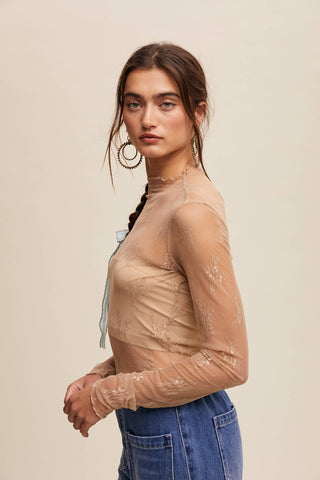 Sheer Lace Long-Sleeve Top-Long Sleeves-Listicle-Summit Lane Boutique, Women's Apparel and Gifts located in Grand Rapids, MI