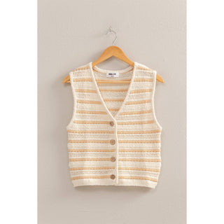 Jade Striped Buttoned Sleeveless Vest-Vest-HYFVE-Summit Lane Boutique, Women's Apparel and Gifts located in Grand Rapids, MI