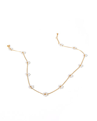 Gracie Flower Necklace- Pearl-Necklaces-Linny Co-Summit Lane Boutique, Women's Apparel and Gifts located in Grand Rapids, MI