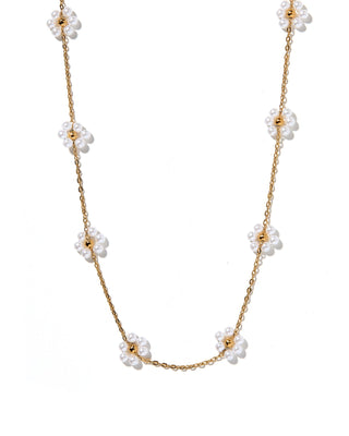 Gracie Flower Necklace- Pearl-Necklaces-Linny Co-Summit Lane Boutique, Women's Apparel and Gifts located in Grand Rapids, MI