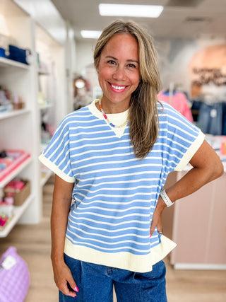 Sadie Stripe Short Sleeve-Short Sleeves-Tres Bien-Summit Lane Boutique, Women's Apparel and Gifts located in Grand Rapids, MI