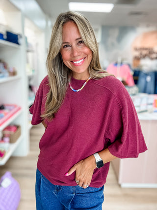 Darcy 3/4 Sleeve Top-Short Sleeves-Tres Bien-Summit Lane Boutique, Women's Apparel and Gifts located in Grand Rapids, MI