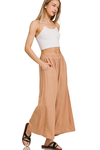 Rosemary Linen Blend Wide Leg Pants-Pants-Zenana-Summit Lane Boutique, Women's Apparel and Gifts located in Grand Rapids, MI