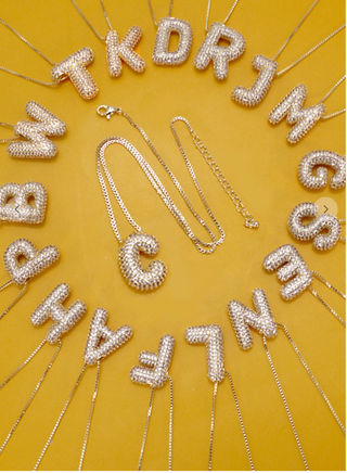Rhinestone Bubble Initial Necklace-Necklaces-Summit Lane-Summit Lane Boutique, Women's Apparel and Gifts located in Grand Rapids, MI