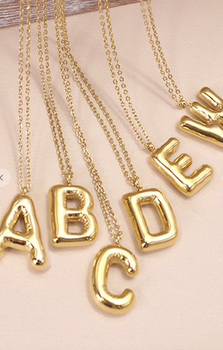18K Gold Plated Bubble Initial Necklace-Necklaces-Summit Lane-Summit Lane Boutique, Women's Apparel and Gifts located in Grand Rapids, MI