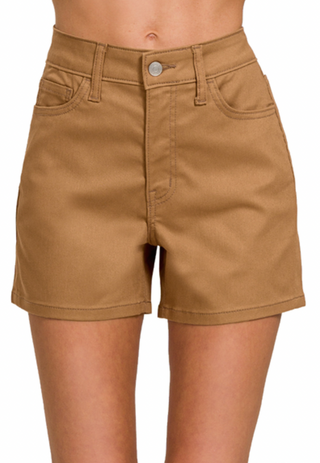 Stretch Twill Shorts-Shorts-Zenana-Summit Lane Boutique, Women's Apparel and Gifts located in Grand Rapids, MI
