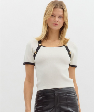 Diana Short Sleeve Sweater Top-Short Sleeves-Entro-Summit Lane Boutique, Women's Apparel and Gifts located in Grand Rapids, MI