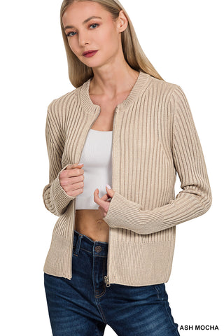 Tara Zip Up Sweater-Cardigans-Zenana-Summit Lane Boutique, Women's Apparel and Gifts located in Grand Rapids, MI