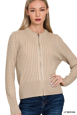 Tara Zip Up Sweater-Cardigans-Zenana-Summit Lane Boutique, Women's Apparel and Gifts located in Grand Rapids, MI