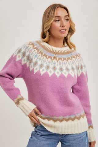 FAIR ISLE KNIT SWEATER PULLOVER-Sweaters-Bluivy-Summit Lane Boutique, Women's Apparel and Gifts located in Grand Rapids, MI