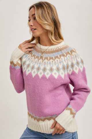 FAIR ISLE KNIT SWEATER PULLOVER-Sweaters-Bluivy-Summit Lane Boutique, Women's Apparel and Gifts located in Grand Rapids, MI