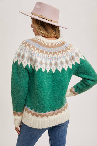 FAIR ISLE KNIT SWEATER PULLOVER-Sweaters-Bluivy-Summit Lane Boutique, Women's Apparel and Gifts located in Grand Rapids, MI