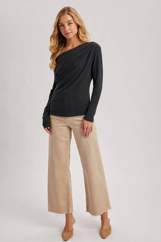 Denise Off Shoulder Top-Long Sleeves-Bluivy-Summit Lane Boutique, Women's Apparel and Gifts located in Grand Rapids, MI