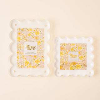Square Scalloped Acrylic Frame-White-Picture Frames-The Darling Effect-Summit Lane Boutique, Women's Apparel and Gifts located in Grand Rapids, MI