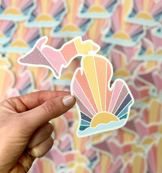 Rainbow Sunset Michigan Sticker-Stickers-Stuck on Michigan-Summit Lane Boutique, Women's Apparel and Gifts located in Grand Rapids, MI