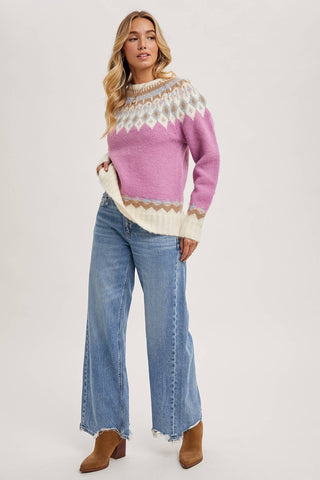 FAIR ISLE KNIT SWEATER PULLOVER-Sweaters-Bluivy-Summit Lane Boutique, Women's Apparel and Gifts located in Grand Rapids, MI