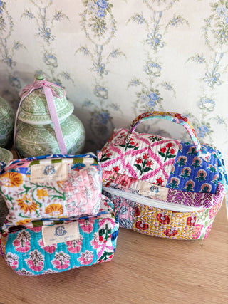 Wildflower Patch | Quilted Cosmetic Bags-set of 3-Cosmetic Bags-Heart of Grace-Summit Lane Boutique, Women's Apparel and Gifts located in Grand Rapids, MI
