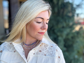 Beaded Necklace - Clear + Multi-Colored - Jenn-Necklaces-Taylor Elliott Designs-Summit Lane Boutique, Women's Apparel and Gifts located in Grand Rapids, MI