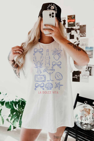 LA DOLCE VITA OVERSIZED TEE-Graphic Tees-GOOD DAY STREET-Summit Lane Boutique, Women's Apparel and Gifts located in Grand Rapids, MI