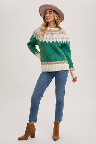FAIR ISLE KNIT SWEATER PULLOVER-Sweaters-Bluivy-Summit Lane Boutique, Women's Apparel and Gifts located in Grand Rapids, MI