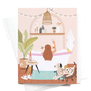 Bubble Bath Cheers Greeting Card-Greeting Cards-Onderkast Studio-Summit Lane Boutique, Women's Apparel and Gifts located in Grand Rapids, MI