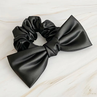 Satin Bow Tie Hair Scrunch-Hair Accessories-Ellison+Young-Summit Lane Boutique, Women's Apparel and Gifts located in Grand Rapids, MI
