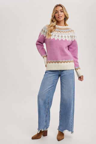 FAIR ISLE KNIT SWEATER PULLOVER-Sweaters-Bluivy-Summit Lane Boutique, Women's Apparel and Gifts located in Grand Rapids, MI
