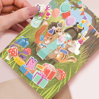 Sticker Scene Card - Woodland Party-Cards-Inklings Paperie-Summit Lane Boutique, Women's Apparel and Gifts located in Grand Rapids, MI